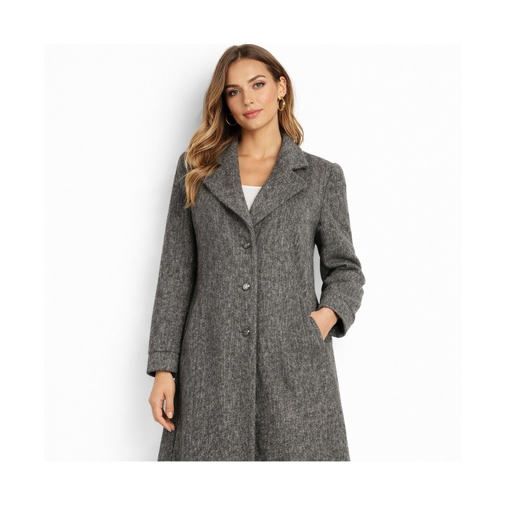 Westfield Vintage Grey Wool Blend Tweed Long Coat Womens Size 10 Made in‎ Canada